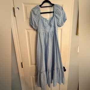 Light Blue Gingham Maxi Dress blu pepper